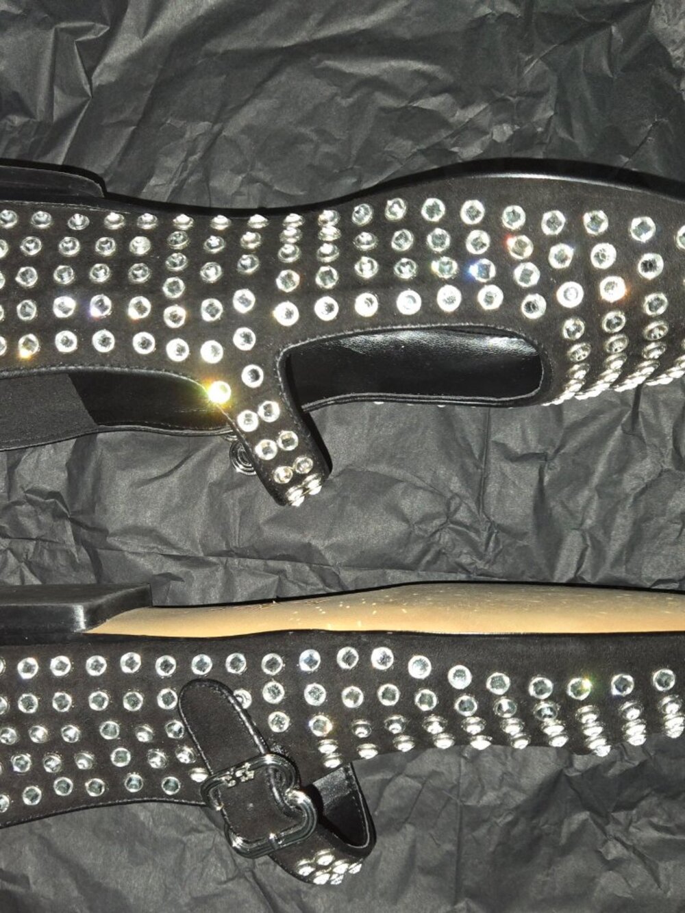 Sam Edelman Crystal Studded Mary Jane Flats – Black Rhinestone Ballet Flats – Wo - Picture 4 of 10